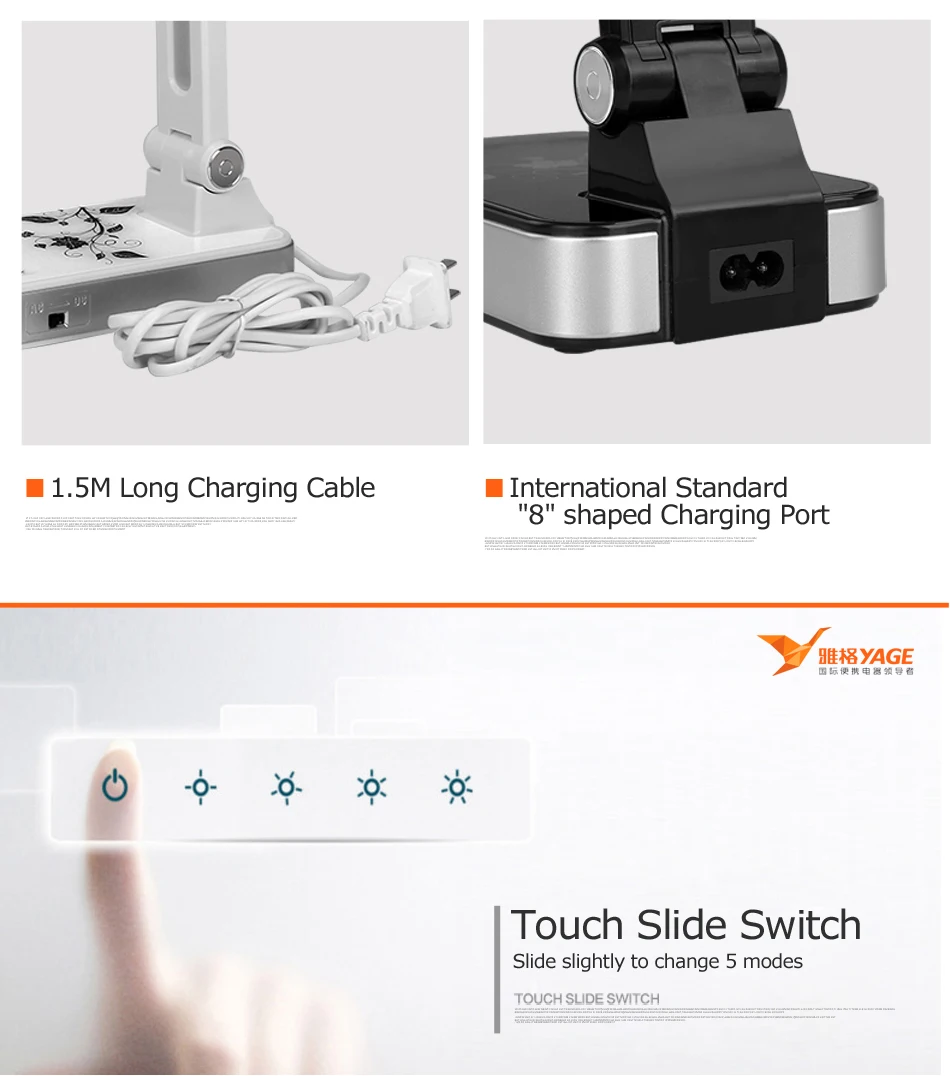 YAGE 3986 светодиодный настольная лампа 1,8 W регулировать lexibly Настольный светильник не предел Яркость 30 шт. светодиодный AC 110 V-220 V черный/белый США/ЕС/Великобритания вилка
