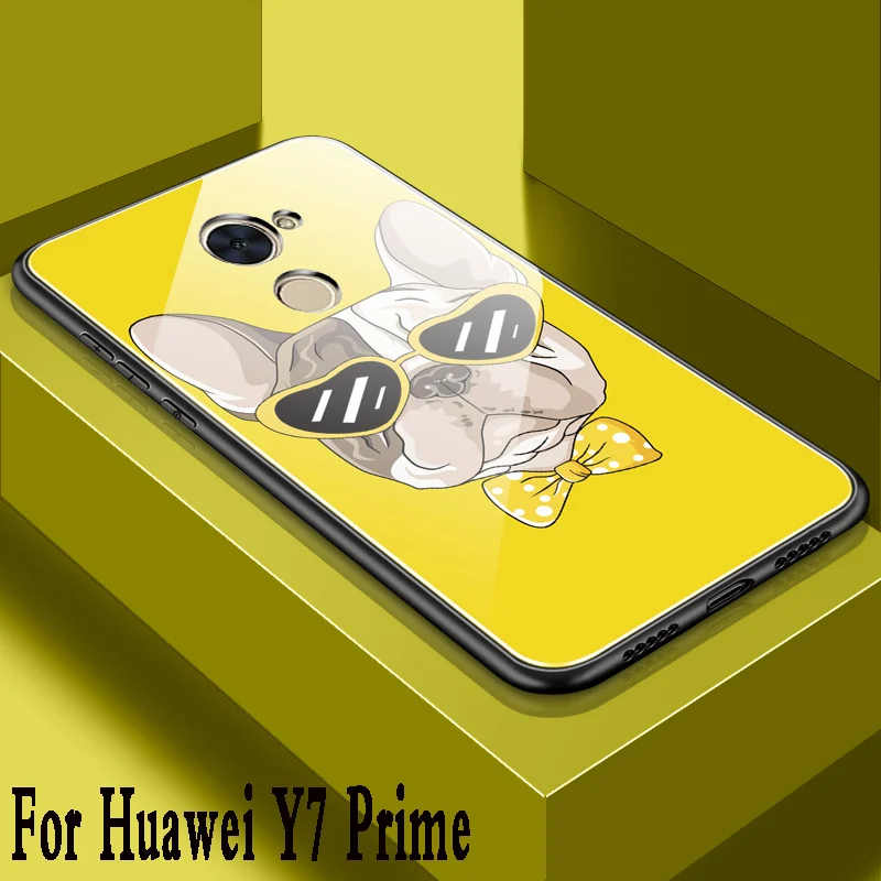 Чехол для huawei y7 2017 enjoy 7 plus Роскошный чехол из закаленного стекла мультяшный
