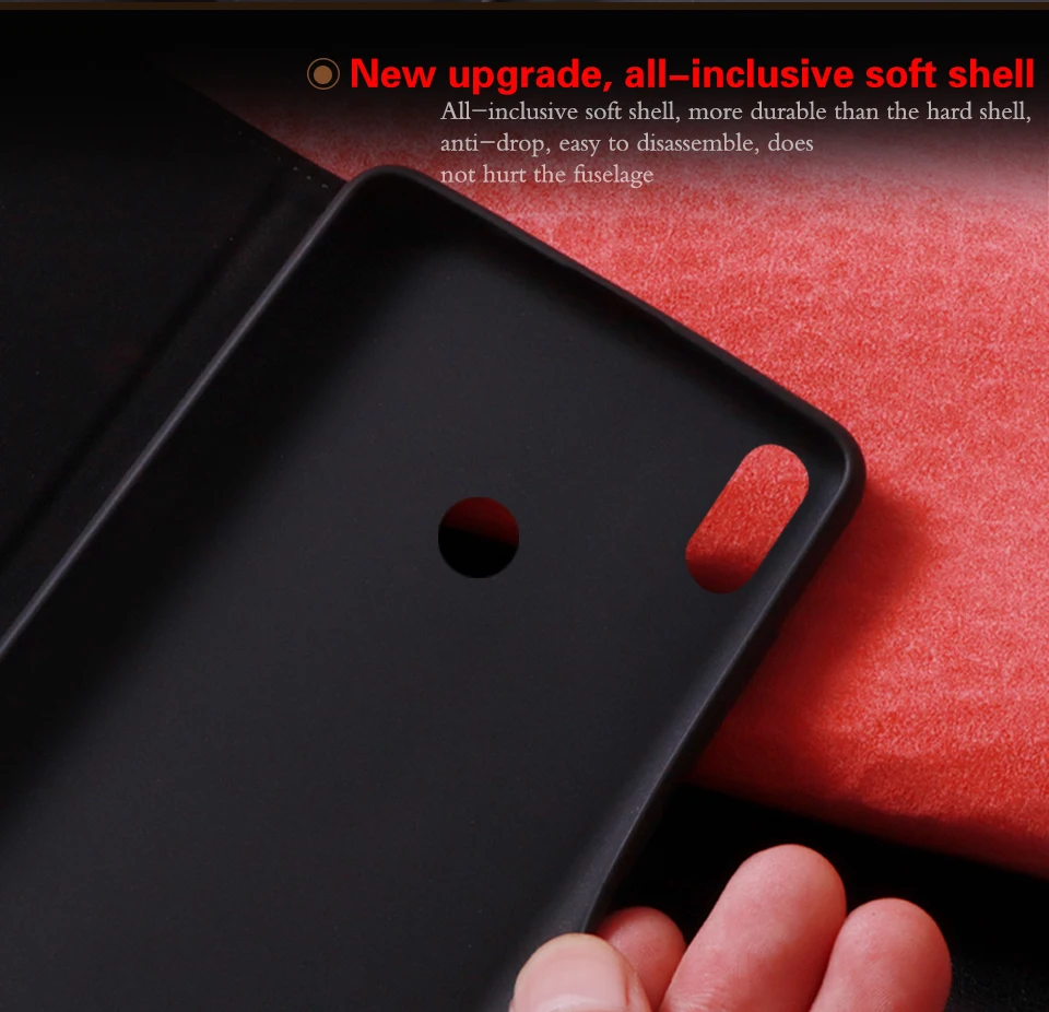 Роскошный кожаный чехол книжка RYKKZ для Xiaomi Max 3 подставка мобильного телефона 2