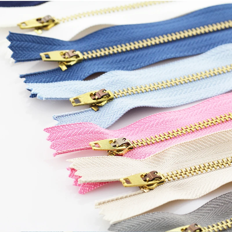 3# 5pcs 10/13/15/18/20cm metal brass auto lock close-end zippers for footwear fenim skirt sewing garment