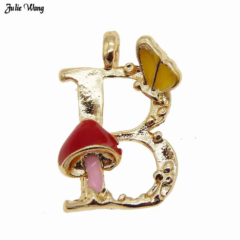 B(6pcs) Сплав, эмаль, A-Z, 26 алфавит, очаровательный браслет с буквой, ожерелье, подвеска, брелок, сделай сам, фурнитура для дома, Рождественский Декор, подвесной аксессуар - Окраска металла: B(6pcs)