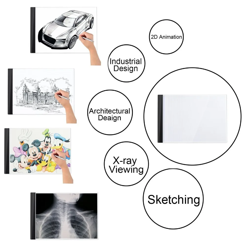 Ультратонкая светодиодная световая коробка формата А4 для художников рисования