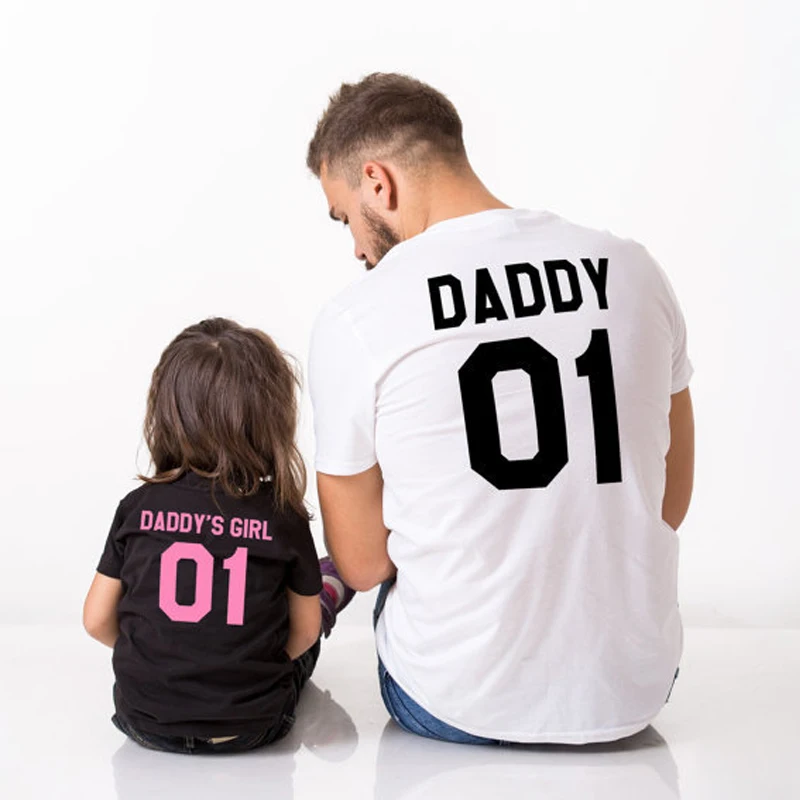 

DADDY'S GIRL Father Daughter Matching Clothes Summer Cotton Short Sleeve T shirt Tops Family Matching Clothes