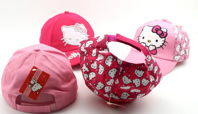 100% хлопок мультфильм рисунок Hello Kitty детей Кепки s Спорт Бейсбол солнце Snapback Шапки