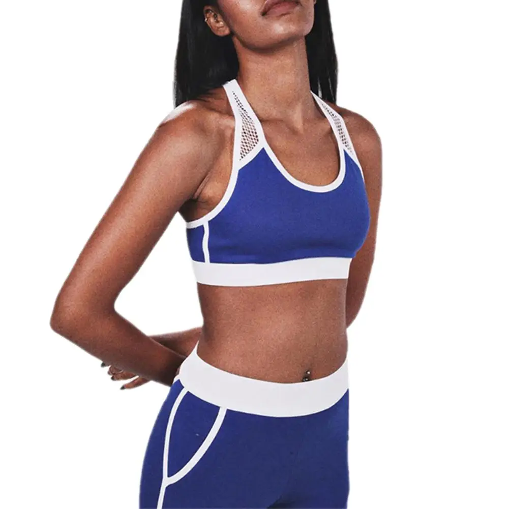 Solid color Women Yoga Set Splice Running Bra+Leggings Sports Suit Vintage Clothing Gym Tracksuit | Спорт и развлечения