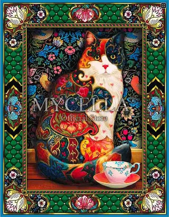 Cat DIY Diamond Painting Cross Stitch 5D Flowers Embroidery Full Mosaic Square Drill Icon Diamond Embroidery Animal Home Decor - Цвет: D