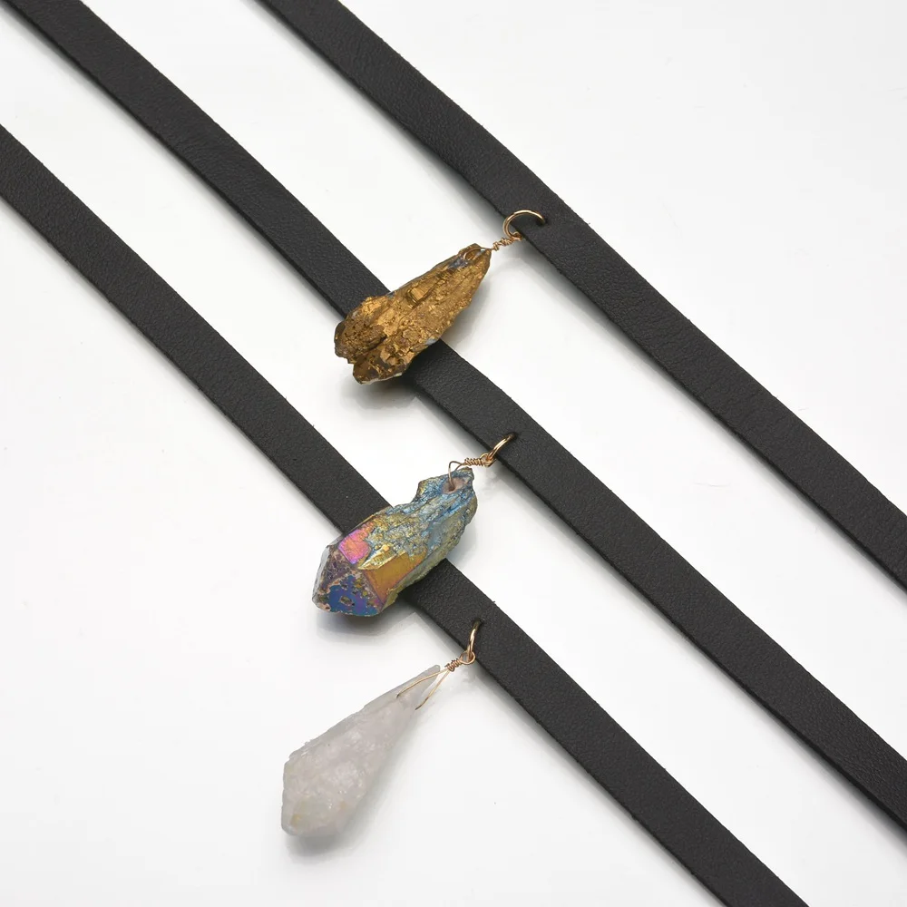 MESTILO модное ювелирное изделие Женские аксессуары черная кожаная веревка колье