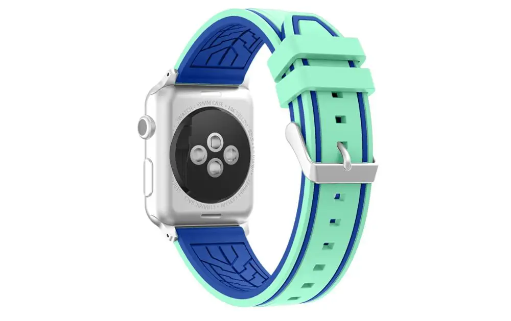 Green blue Спортивный силиконовый браслет для apple watch, 42 мм, 38 мм, 40 мм, 44 мм, умные Ремешки для наручных часов, часы для мужчин и женщин, ремешок для iWatch, серия 4, Новинка - Цвет ремешка: Green blue