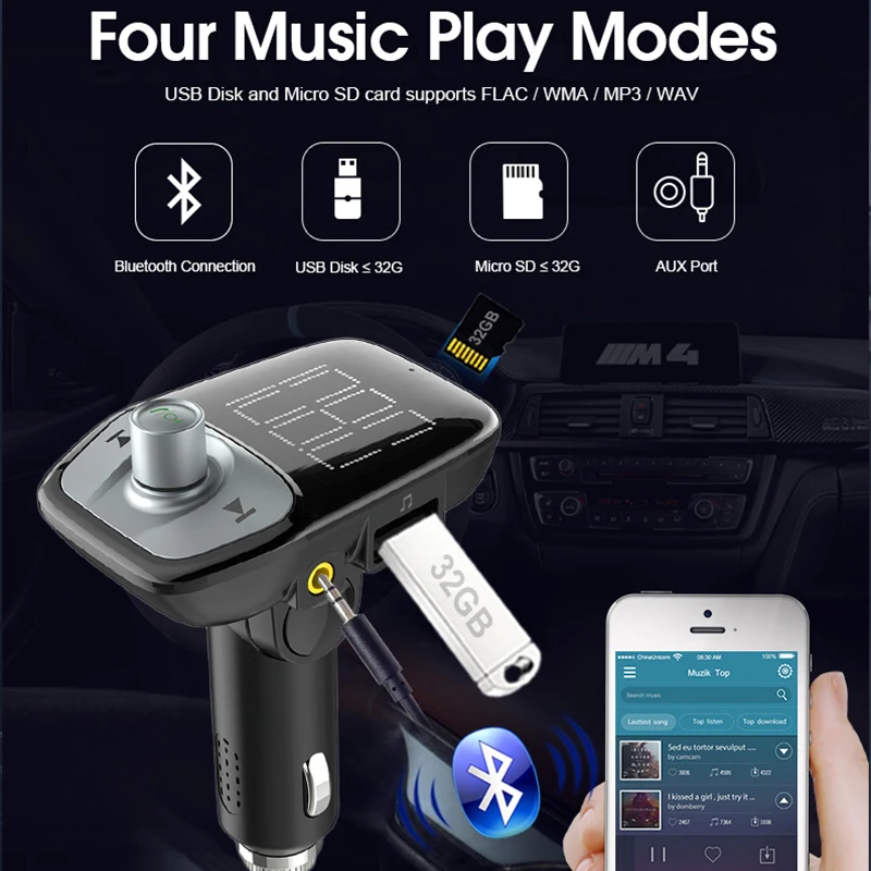 CDEN fm-передатчик, Автомобильный MP3-плеер с поддержкой hands-free, u-диск, TF карта, aux вход, без потерь, музыкальный автомобильный bluetooth-приемник, USB Автомобильное зарядное устройство
