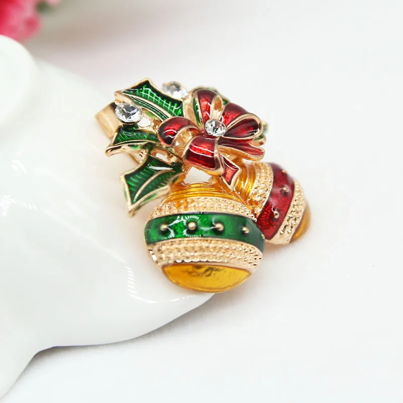 Женская эмалированная брошка RHao многоцветная Рождественская с бантом и