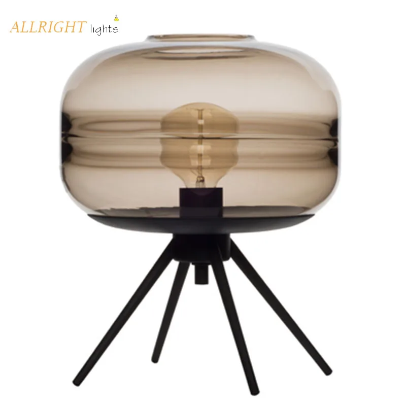 

Modern LED glass table lamp blue/amber color new decornation lights for bedroom livingroom