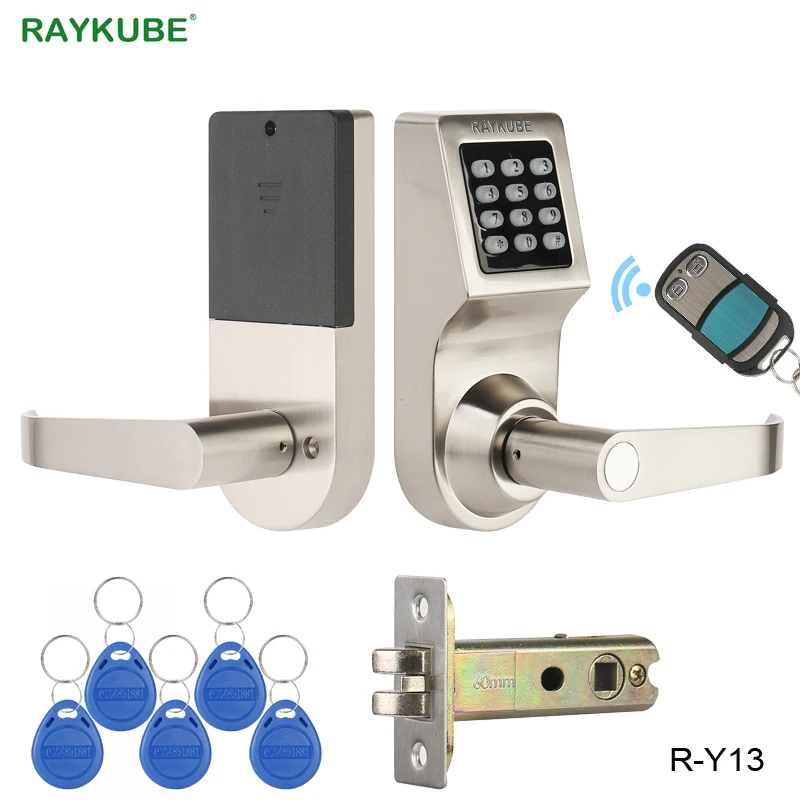 RAYKUBE цифровой электронный дверной замок с RFID пароль клавиатуры дистанционное