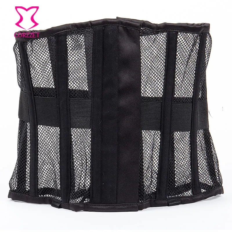 Черный корсет в сеточку и бюстье для талии под грудь со стальными косточками