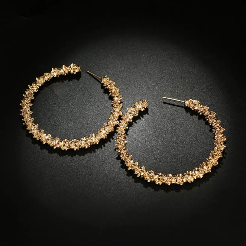 Kuziduocai New Fashion Jewelry Punk Irregular Surface Round Circle Statement Drop Earrings For Women oorbellen kolczyki E-1975 | Украшения