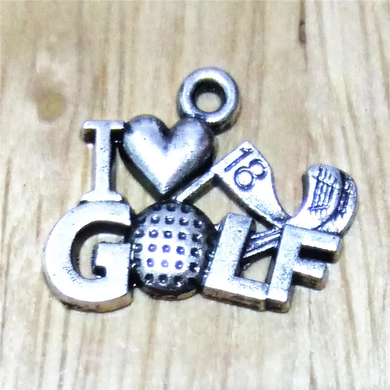 

50pcs Metal Golf Ball I Love Golf Accessory Charm Jewelry