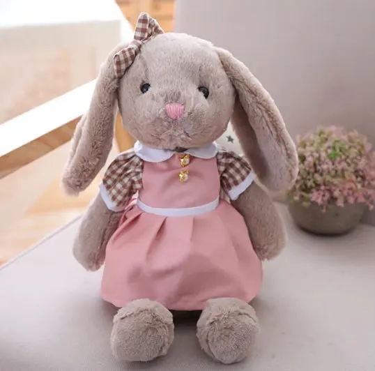 pink Милый серый кролик, плюшевая игрушка, кролик с юбкой, кукла, мягкая, мультфильм, животные, кукла, высокое качество, дети, девочки, подарок на день рождения - Цвет: pink