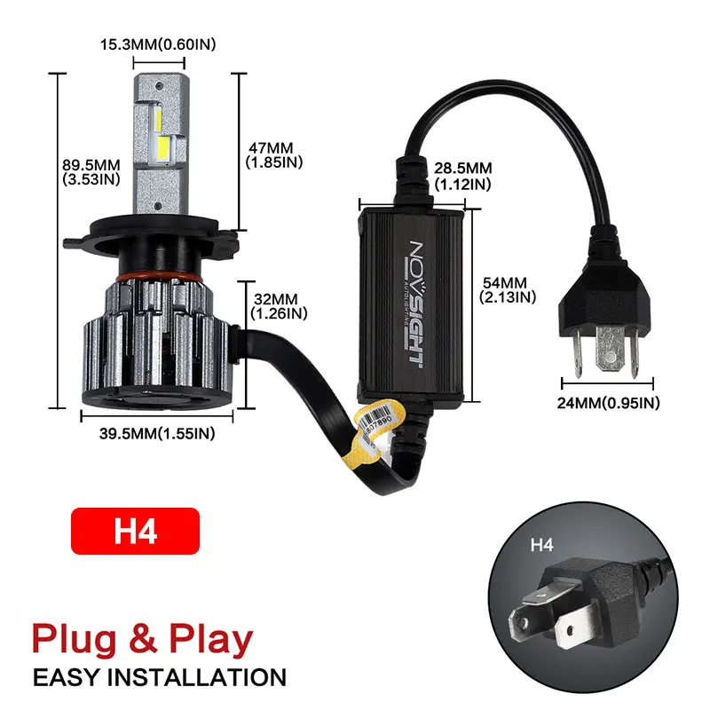 Novsight H7/H11/H4/9005/9006 светодиодные автомобильные лампы 80 Вт 15000lm/пара светильник лампы для автомобилей 6000 К авто светодиодные лампы головной светильник заменить наборы