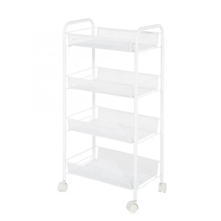4 Tiers Tool Storage Trolley Removable Hairdresser Coloring Tools Metal Rolling Wheel Storage Rack Beauty Hair Machine Trolley
