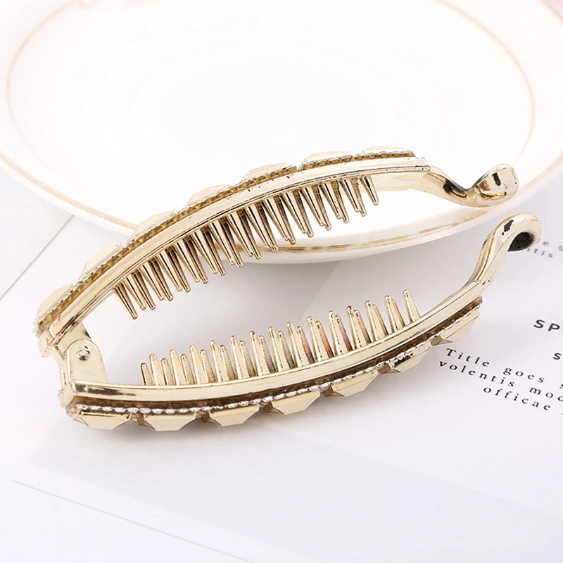 

Women Gold Rhinestone Hairpins Hair Accessories Hair Barrettes Elegant Clips Ponytail Hair Clip Clamp for Girls Ladies