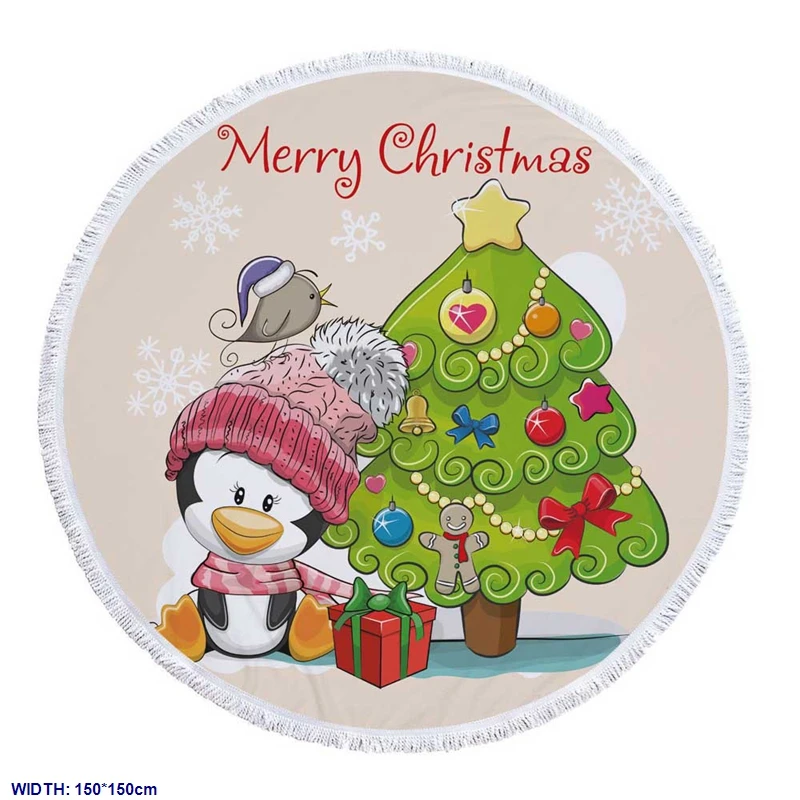 1 шт. 150*150 см DIY полотенце Merry Christmas микрофибра и кисточка полотенце с принтом используется для пикника Рождество пляж полотенце catoon