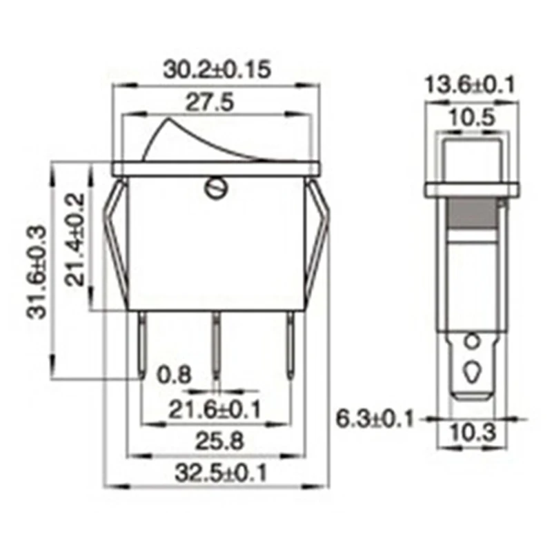 5 шт./лот Зеленый светодиод SPST 3PIN вкл./выкл. G124 рокер переключатель 15A/250 В 20A/125