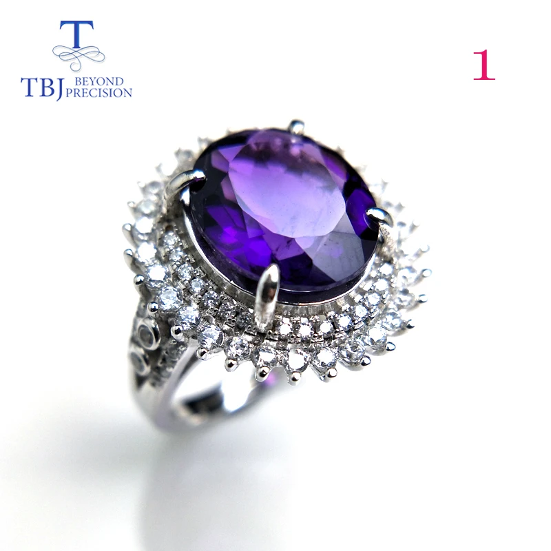 Tbj простой элегантный Африканский аметист кольцо с натуральным аметистом