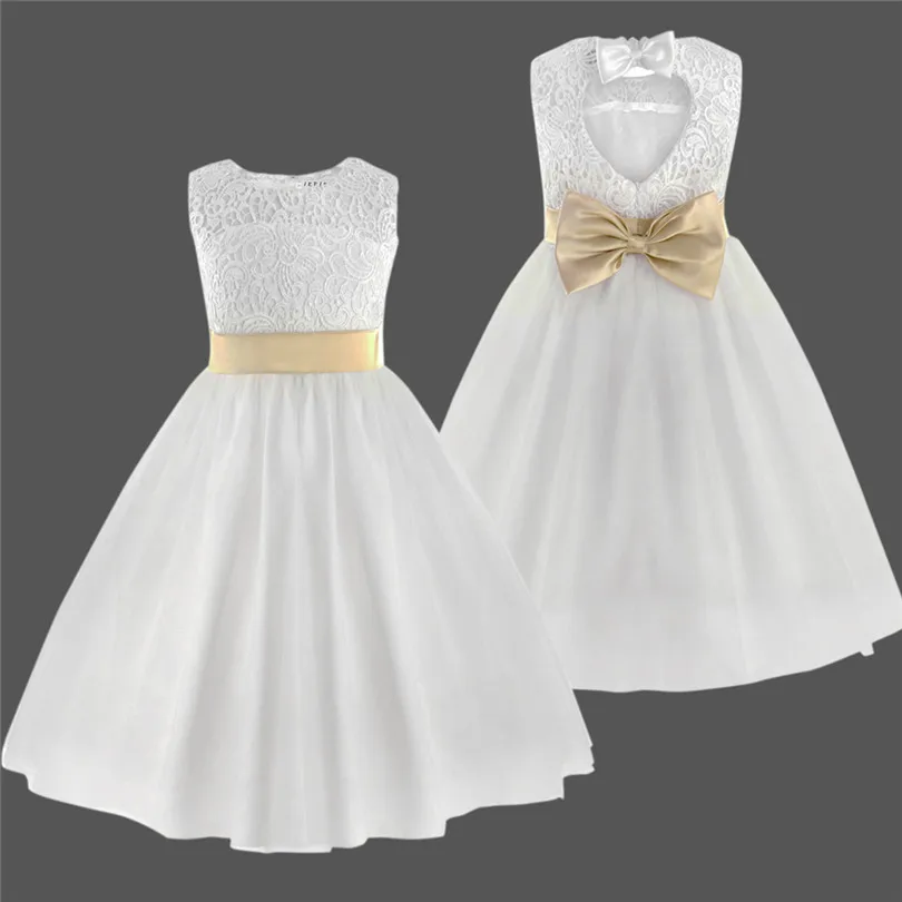 iEFiEL Flower Girls Dress Sleeveless Vestido De Festa Ball Gown Elegant Princess Wedding Party Clothes |