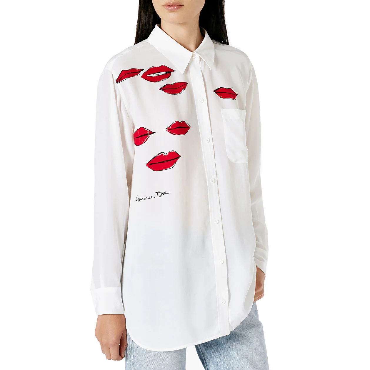 Casual Blouse Shirt Fashion 2016 Spring Autumn Women Blouses Sexy Lips Print Shirts Long Sleeve Turn Down Collar Blusas Tops