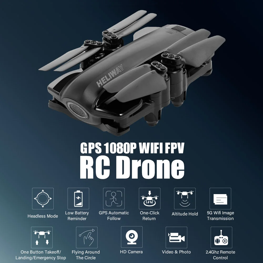 GOOLRC 912GS 5G Wi Fi FPV Дрон GPS с камерой 1080P 4 канала широкоугольный складной удерживающий