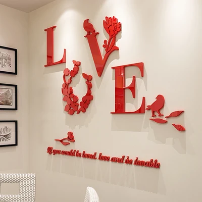 Любовь Акриловые 3d наклейки на стену Гостиная ТВ задний план прикроватная