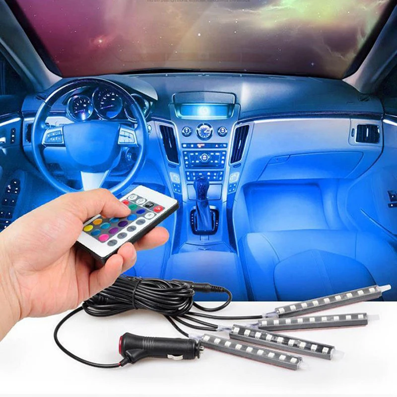 Светодиодная лента RGB для автомобиля декоративные автомобильные атмосферные