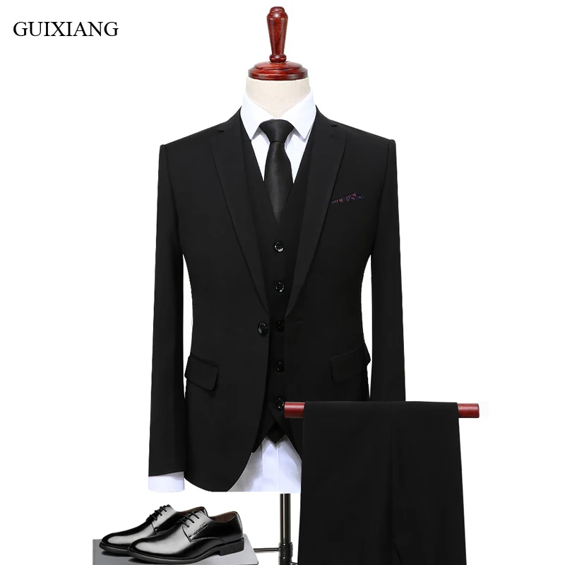 

New style men high-end boutique suit business casual single buttton slim business outfit men's three-pieces suit plus size S-5XL