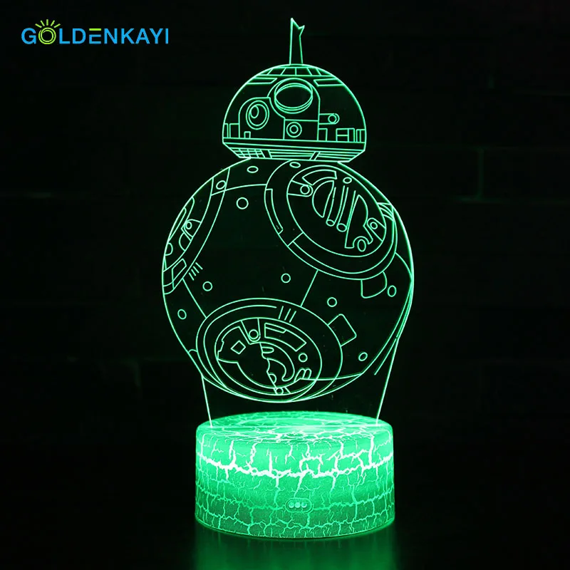GOLDENKAYI Звездные войны BB-8 Робот 3D LED оригинальность ночные светильники атмосфера