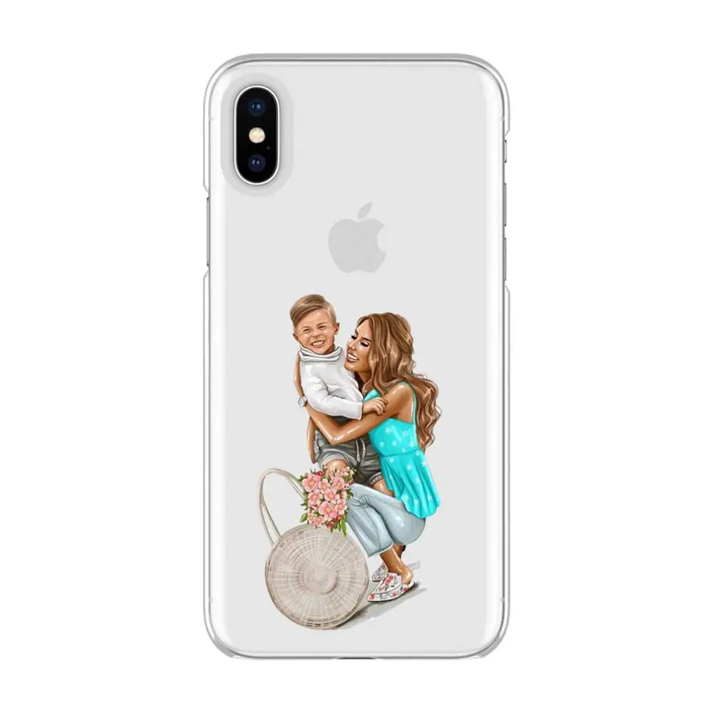 TPU Модный черный коричневый Чехол для мамы и девочки, королева, для iPhone Max XR XS X10 8PLUS 7PLUS 5 5SE 6 6 S, мягкий ТПУ, Женский чехол для телефона - Цвет: TPU