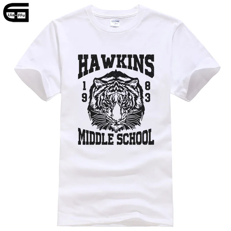 Летние Стильные футболки для мужчин Hawkins Middle School Tiger 1983, футболка с принтом, Повседневная футболка из хлопка T234