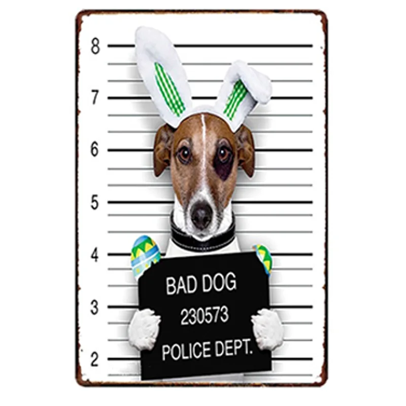 Винтажный металлический жестяной постер плохой собаки для украшения