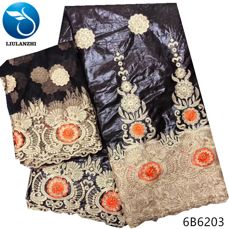 LIULANZHI bazin brode getzner african riche fabric blue cotton with 2yards tulle net lace 7yards/lot for party dress 6B62 | Дом и сад