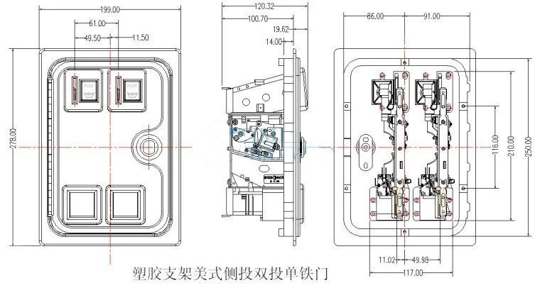 Двойная селекторная дверь для монет в американском стиле с микропереключателем