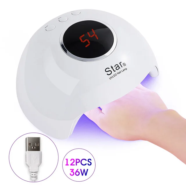 Star 6 Lamp(White) ROHWXY уф светодиодные лампа для ногтей для маникюра 80W сушилка ногтей все для ногтей гель лака лед ламп инструмента нейл-арта - Цвет: Star 6 Lamp(White)