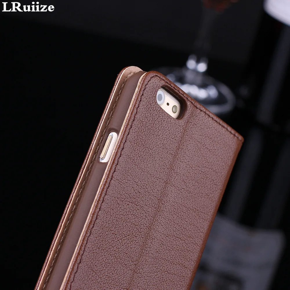 LRuiize роскошный Ультратонкий чехол книжка из натуральной бычьей кожи для iphone 6s 6 Plus