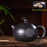 240ml yixing purple clay tea pot genuine full manual ore black mud lotus seeds xishi kung fu teapot tea set free shipping