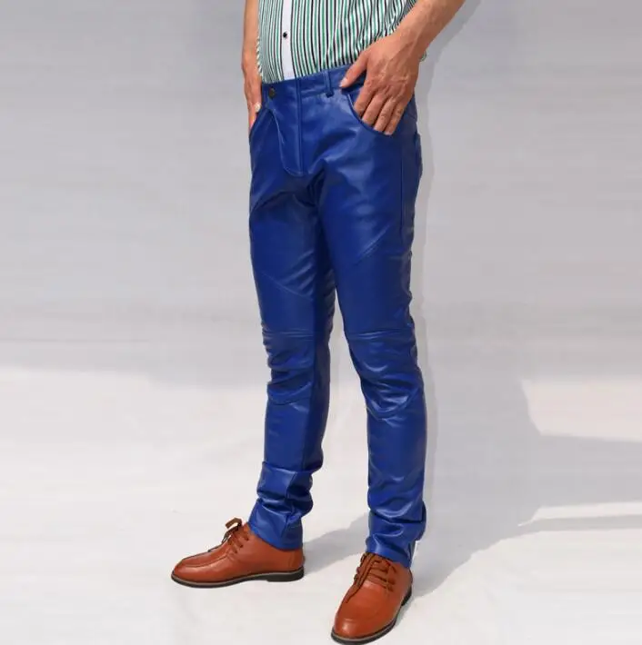 Мужские мотоциклетные брюки из ПУ кожи белые и черные | Мужская одежда