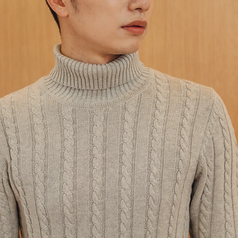 

Woodvoice 2019 Brand Clothing Men's Turtleneck Sweaters Men Pullovers Slim Male Knitting Sweaters Outwear Casual Long Sweaters