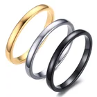 Маленькие простые милые женские кольца черного, золотого и серебряного цвета модные обручальные кольца из карбида вольфрама 2 мм для женщин ювелирные изделия подарки