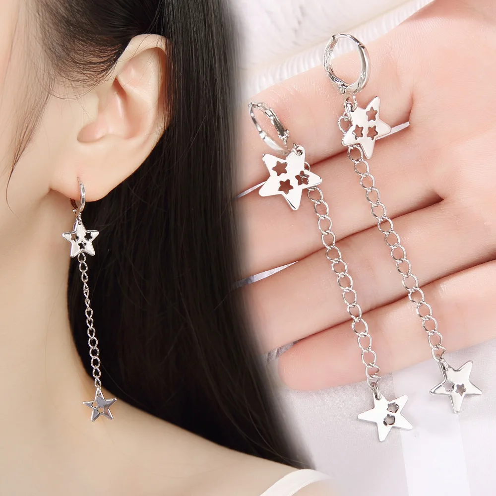 

Europe And The United States Popular Jewelry Ladies Temperament Hollow Stars Tassel Earrings Sweet Fashion Earrings Wholesale