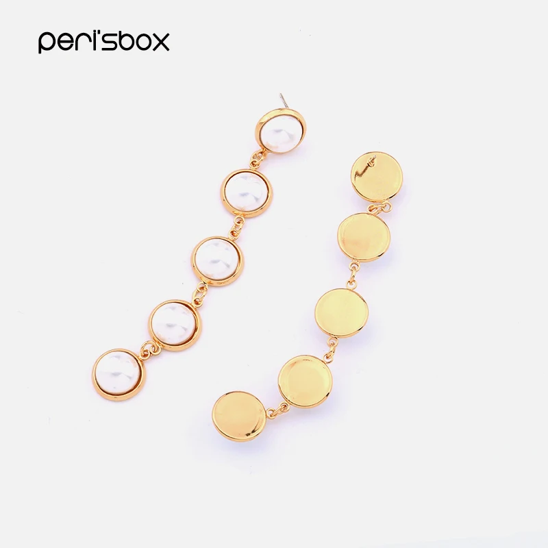 Элегантные длинные серьги Peri'sbox с белым жемчугом для женщин висячие имитацией
