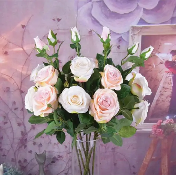 Искусственные цветы 3 головки высококачественные шелковые декоративное