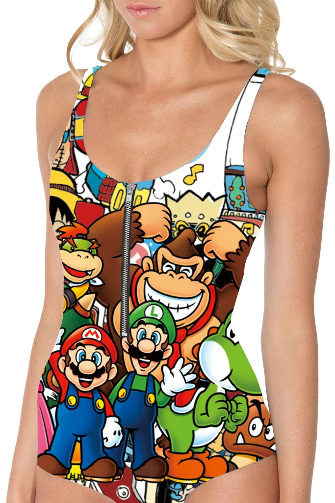 Новый женский мультяшный купальник с 3D Цифровым принтом красочные Женские