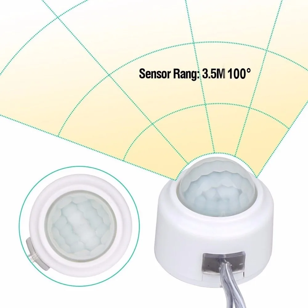 Motion Activated Bed Light Flexible LED Strip Kit Sensor Night Warm white Cabinet stair dimmable timer | Лампы и освещение