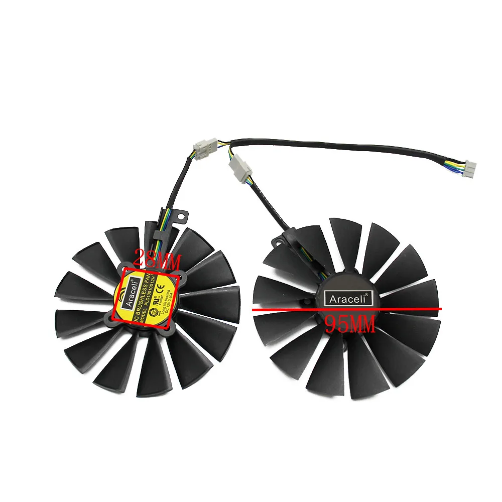 2 шт./компл. 95 мм PLD10010S12H GPU кулер для ASUS DUAL RX580 4G ROG STRIX RX570 GTX 1050TI GTX1080TI игровая Видеокарта охлаждения